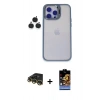MARSİLYAN™- iPhone 14 Pro Kılıf Yankı Asil Serisi - Siyah Buffer Hayalet Cam Ekran Koruyucu + Raze Metal Kamera Lens - GD