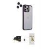 MARSİLYAN™- iPhone 14 Pro Kılıf Yankı Asil Serisi - Siyah Mat Seramik Nano Ekran Koruyucu + Raze Metal Kamera Lens - GD