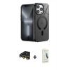 MARSİLYAN™- iPhone 14 Pro Kılıf Yankı Çizgi - Şeffaf Pasifik Cam Ekran Koruyucu + Raze Metal Kamera Lens - GD