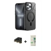 MARSİLYAN™- iPhone 14 Pro Kılıf Yankı Çizgi - Siyah 20D Premium Cam Ekran Koruyucu + Raze Metal Kamera Lens - GD