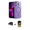 MARSİLYAN™- iPhone 14 Pro Kılıf Yankı Çizgi - Siyah Buffer Cam Ekran Koruyucu + Raze Metal Kamera Lens - GD