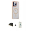 MARSİLYAN™- iPhone 14 Pro Kılıf Yankı Işık Özel Seri - Şeffaf Pasifik Cam Ekran Koruyucu + Raze Metal Kamera Lens - GD
