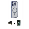 MARSİLYAN™- iPhone 14 Pro Kılıf Yankı Işık Özel Seri - Siyah 360 Mat Full Body Arka Koruyucu + Raze Metal Kamera Lens - GD