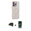 MARSİLYAN™- iPhone 14 Pro Kılıf Yankı Işık Özel Seri - Siyah 360 Mat Full Body Arka Koruyucu + Raze Metal Kamera Lens - GD