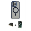 MARSİLYAN™- iPhone 14 Pro Kılıf Yankı Işık Özel Seri - Siyah 360 Mat Full Body Arka Koruyucu + Raze Metal Kamera Lens - GD