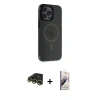MARSİLYAN™- iPhone 14 Pro Kılıf Yankı Işık Prime - Siyah Bilvis 3D Mat Cam Ekran Koruyucu + Raze Metal Kamera Lens - GD