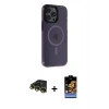 MARSİLYAN™- iPhone 14 Pro Kılıf Yankı Işık Prime - Siyah Buffer Hayalet Cam Ekran Koruyucu + Raze Metal Kamera Lens - GD