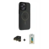 MARSİLYAN™- iPhone 14 Pro Kılıf Yankı Işık Prime - Siyah Polymer Nano Ekran Koruyucu + Raze Metal Kamera Lens - GD