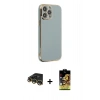 MARSİLYAN™- iPhone 14 Pro Kılıf Yankı Serisi - Siyah Buffer Cam Ekran Koruyucu + Raze Metal Kamera Lens - GD