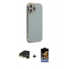 MARSİLYAN™- iPhone 14 Pro Kılıf Yankı Serisi - Siyah Buffer Hayalet Cam Ekran Koruyucu + Raze Metal Kamera Lens - GD