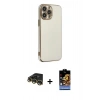 MARSİLYAN™- iPhone 14 Pro Kılıf Yankı Serisi - Siyah Buffer Hayalet Cam Ekran Koruyucu + Raze Metal Kamera Lens - GD