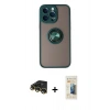 MARSİLYAN™- iPhone 14 Pro Kılıf Yörünge Çizgi - Siyah 6D Mat Seramik Hayalet Nano Ekran Koruyucu + Raze Metal Kamera Lens - GD