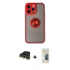 MARSİLYAN™- iPhone 14 Pro Kılıf Yörünge Çizgi - Siyah 6D Mat Seramik Hayalet Nano Ekran Koruyucu + Raze Metal Kamera Lens - GD