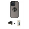 MARSİLYAN™- iPhone 14 Pro Kılıf Yörünge Çizgi - Siyah 6D Mat Seramik Hayalet Nano Ekran Koruyucu + Raze Metal Kamera Lens - GD