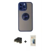 MARSİLYAN™- iPhone 14 Pro Kılıf Yörünge Çizgi - Siyah 6D Mat Seramik Hayalet Nano Ekran Koruyucu + Raze Metal Kamera Lens - GD