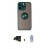 MARSİLYAN™- iPhone 14 Pro Kılıf Yörünge Çizgi - Siyah Joko Magic 5D Cam + Raze Metal Kamera Lens - GD