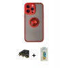 MARSİLYAN™- iPhone 14 Pro Kılıf Yörünge Çizgi - Siyah Polymer Nano Ekran Koruyucu + Raze Metal Kamera Lens - GD