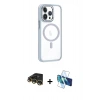 MARSİLYAN™- iPhone 14 Pro Kılıf Yörünge Klasik - Siyah 3D Antistatik Cam Ekran Koruyucu + Raze Metal Kamera Lens - GD