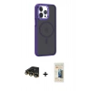 MARSİLYAN™- iPhone 14 Pro Kılıf Yörünge Klasik - Siyah 6D Mat Seramik Hayalet Nano Ekran Koruyucu + Raze Metal Kamera Lens - GD