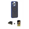 MARSİLYAN™- iPhone 14 Pro Kılıf Yörünge Klasik - Siyah Buffer Cam Ekran Koruyucu + Raze Metal Kamera Lens - GD