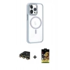 MARSİLYAN™- iPhone 14 Pro Kılıf Yörünge Klasik - Siyah Buffer Cam Ekran Koruyucu + Raze Metal Kamera Lens - GD