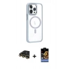 MARSİLYAN™- iPhone 14 Pro Kılıf Yörünge Klasik - Siyah Buffer Hayalet Cam Ekran Koruyucu + Raze Metal Kamera Lens - GD