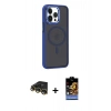 MARSİLYAN™- iPhone 14 Pro Kılıf Yörünge Klasik - Siyah Buffer Hayalet Cam Ekran Koruyucu + Raze Metal Kamera Lens - GD