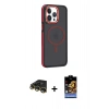 MARSİLYAN™- iPhone 14 Pro Kılıf Yörünge Klasik - Siyah Buffer Hayalet Cam Ekran Koruyucu + Raze Metal Kamera Lens - GD