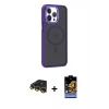 MARSİLYAN™- iPhone 14 Pro Kılıf Yörünge Klasik - Siyah Buffer Hayalet Cam Ekran Koruyucu + Raze Metal Kamera Lens - GD