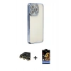 MARSİLYAN™- iPhone 14 Pro Kılıf Yörünge Koleksiyonu - Siyah Buffer Hayalet Cam Ekran Koruyucu + Raze Metal Kamera Lens - GD