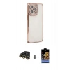 MARSİLYAN™- iPhone 14 Pro Kılıf Yörünge Koleksiyonu - Siyah Buffer Hayalet Cam Ekran Koruyucu + Raze Metal Kamera Lens - GD