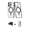 MARSİLYAN™- iPhone 14 Pro Kılıf Yörünge Minimal - Siyah 20D Premium Cam Ekran Koruyucu + Raze Metal Kamera Lens - GD