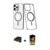 MARSİLYAN™- iPhone 14 Pro Kılıf Yörünge Minimal - Siyah Buffer Cam Ekran Koruyucu + Raze Metal Kamera Lens - GD