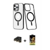 MARSİLYAN™- iPhone 14 Pro Kılıf Yörünge Minimal - Siyah Buffer Cam Ekran Koruyucu + Raze Metal Kamera Lens - GD
