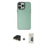 MARSİLYAN™- iPhone 14 Pro Kılıf Zirve Doku Koleksiyonu - Siyah 6D Mat Seramik Hayalet Nano Ekran Koruyucu + Raze Metal Kamera Lens - GD