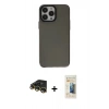 MARSİLYAN™- iPhone 14 Pro Kılıf Zirve Doku Koleksiyonu - Siyah 6D Mat Seramik Hayalet Nano Ekran Koruyucu + Raze Metal Kamera Lens - GD