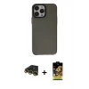 MARSİLYAN™- iPhone 14 Pro Kılıf Zirve Doku Koleksiyonu - Siyah Buffer Cam Ekran Koruyucu + Raze Metal Kamera Lens - GD