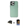 MARSİLYAN™- iPhone 14 Pro Kılıf Zirve Doku Koleksiyonu - Siyah Buffer Hayalet Cam Ekran Koruyucu + Raze Metal Kamera Lens - GD