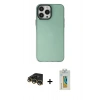 MARSİLYAN™- iPhone 14 Pro Kılıf Zirve Doku Koleksiyonu - Siyah Polymer Nano Ekran Koruyucu + Raze Metal Kamera Lens - GD