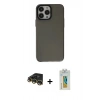 MARSİLYAN™- iPhone 14 Pro Kılıf Zirve Doku Koleksiyonu - Siyah Polymer Nano Ekran Koruyucu + Raze Metal Kamera Lens - GD