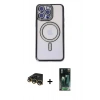 MARSİLYAN™- iPhone 14 Pro Kılıf Zirve Doku Prime - Siyah 360 Mat Full Body Arka Koruyucu + Raze Metal Kamera Lens - GD