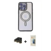 MARSİLYAN™- iPhone 14 Pro Kılıf Zirve Doku Prime - Siyah 6D Mat Seramik Hayalet Nano Ekran Koruyucu + Raze Metal Kamera Lens - GD