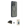MARSİLYAN™- iPhone 14 Pro Kılıf Zirve Doku Prime - Siyah 6D Mat Seramik Hayalet Nano Ekran Koruyucu + Raze Metal Kamera Lens - GD