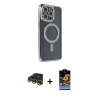 MARSİLYAN™- iPhone 14 Pro Kılıf Zirve Doku Prime - Siyah Buffer Hayalet Cam Ekran Koruyucu + Raze Metal Kamera Lens - GD