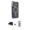 MARSİLYAN™- iPhone 14 Pro Kılıf Zirve Doku Prime - Siyah Polymer Nano Ekran Koruyucu + Raze Metal Kamera Lens - GD