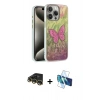 MARSİLYAN™- iPhone 14 Pro Kılıf Zirve Modern Prime - Siyah 3D Antistatik Cam Ekran Koruyucu + Raze Metal Kamera Lens - GD