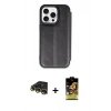 MARSİLYAN™- iPhone 14 Pro Kılıf Zirve Yansıma Serisi - Siyah Buffer Cam Ekran Koruyucu + Raze Metal Kamera Lens - GD