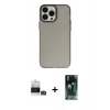 MARSİLYAN™- iPhone 14 Pro Max Kılıf Ahenk Çizgi Prime - Şeffaf 360 Full Body Arka Koruyucu + Gümüş Bilvis Titan Kamera Lens