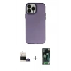 MARSİLYAN™- iPhone 14 Pro Max Kılıf Ahenk Çizgi Prime - Şeffaf 360 Full Body Arka Koruyucu + Gümüş Bilvis Titan Kamera Lens