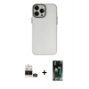 MARSİLYAN™- iPhone 14 Pro Max Kılıf Ahenk Çizgi Prime - Şeffaf 360 Full Body Arka Koruyucu + Gümüş Bilvis Titan Kamera Lens